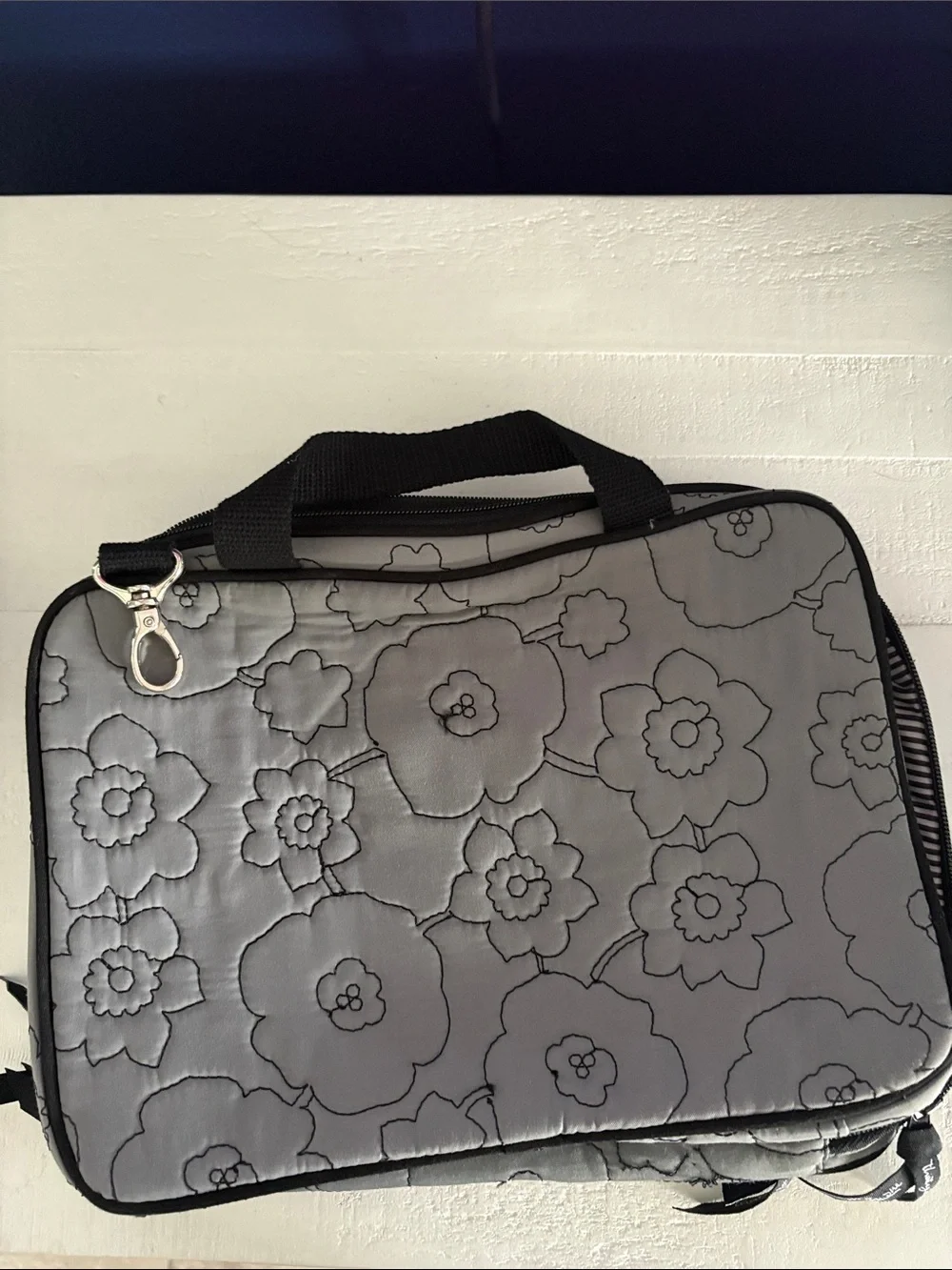 thirty-one Gray Floral Quilted Laptop Bag
